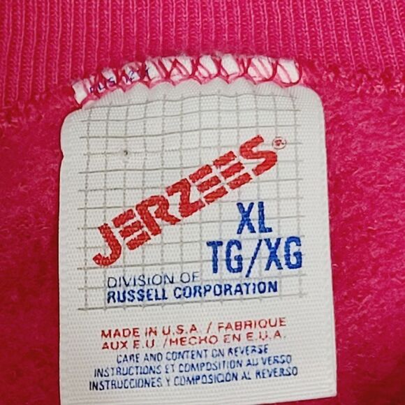 Vintage 80s Jerzees Barbiecore Hot Pink Moose Crewneck Pullover Sweatshirt - Picture 8 of 14
